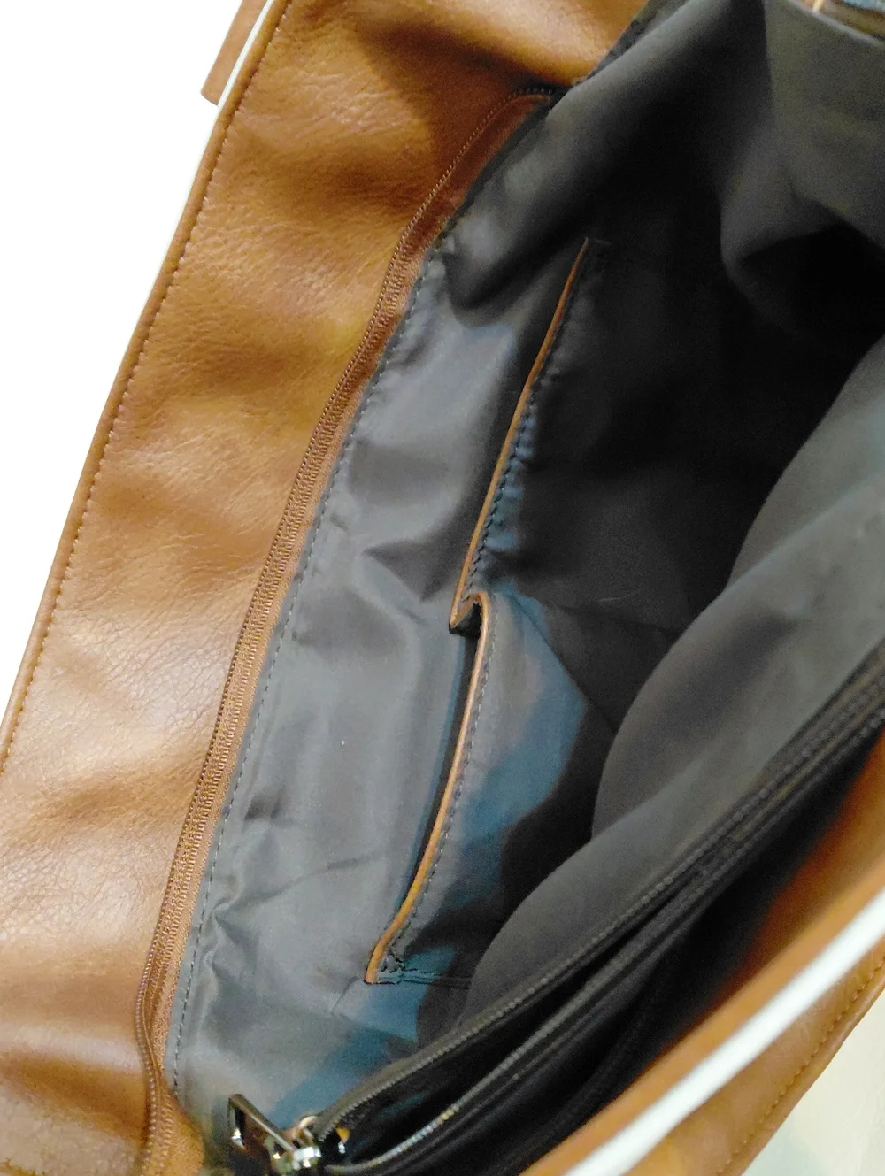 CLUCI Women’s Vegan Leather Cream  Hobo  Bag Large Tote with Brown Trim